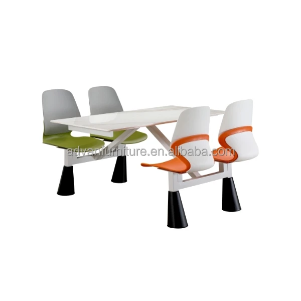 Wholesale School Furniture  Restaurant Furniture Student Canteen Table 4 Seat Dining Chair Metal Bench Desk Chair Seating