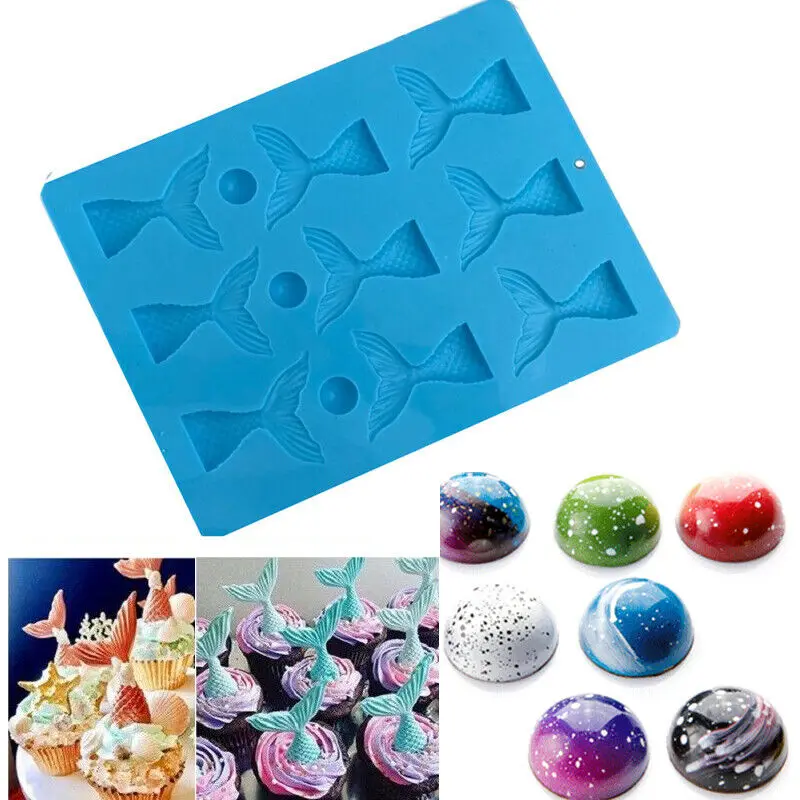 Mermaid Tail Cake Mold Jelly Cookies Soap Chocolate Baking Mould Tray Ice Cube DIY fondant mold Mermaid fishtail silicone mold