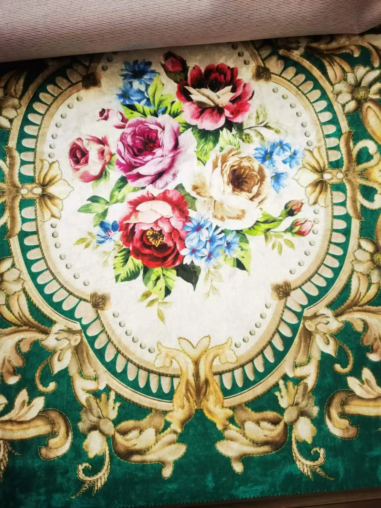 100% Polyester Fabric ice velvet digital Printing  with Pongee Backing for sofa fabric