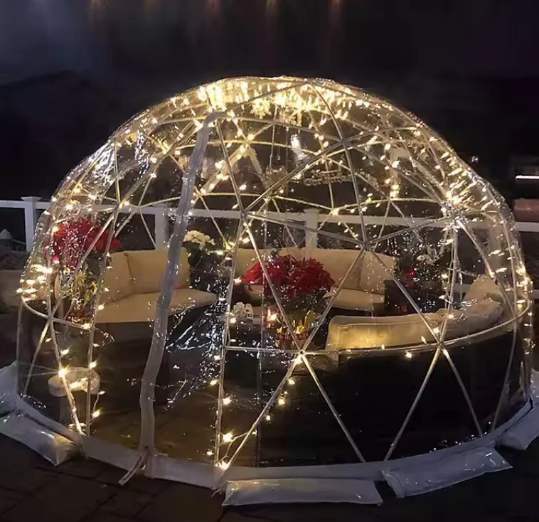Waterproof Outdoor Transparent 6-8 Person Geodesic Dome Tent Small Pvc Clear Plastic Garden Igloo Dome Tents