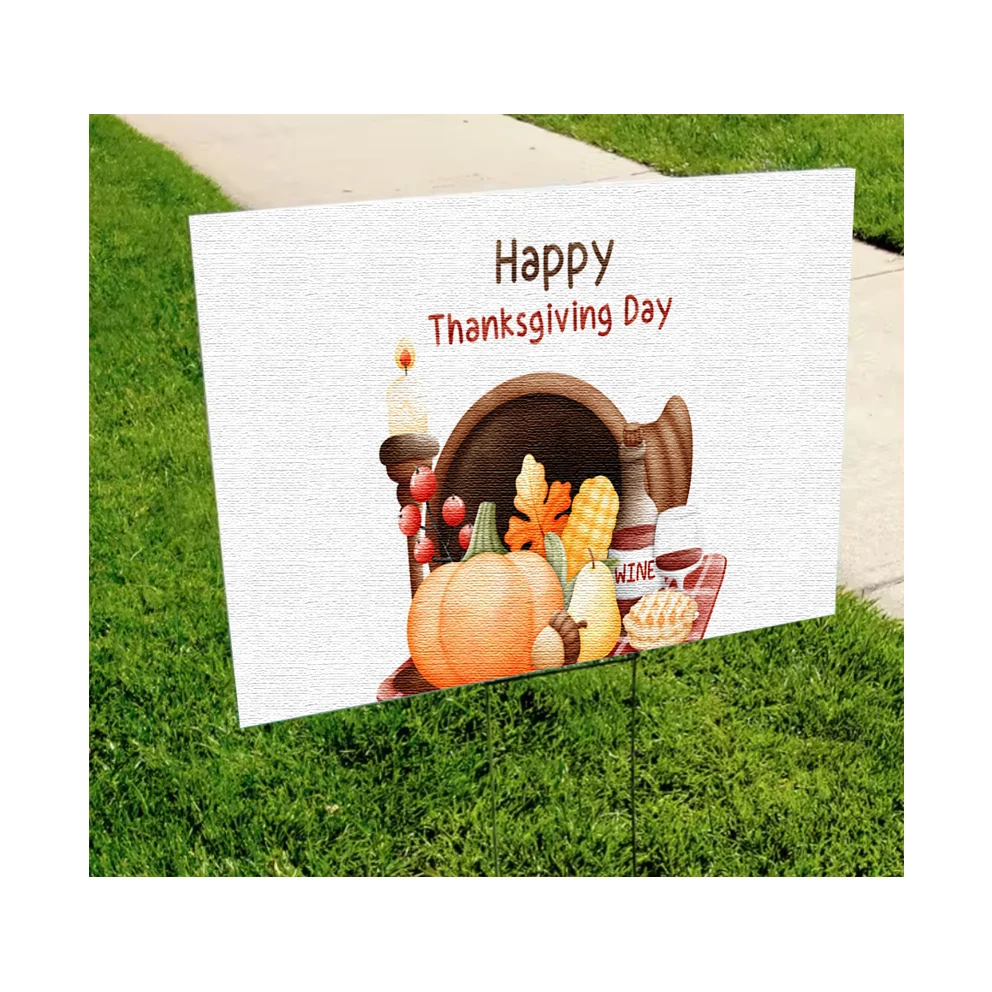 Wholesale Factory Sale Outdoor 18*24inch PP Corrugated Plastic Sheet Sign For Festival Decoration  With H-stakes