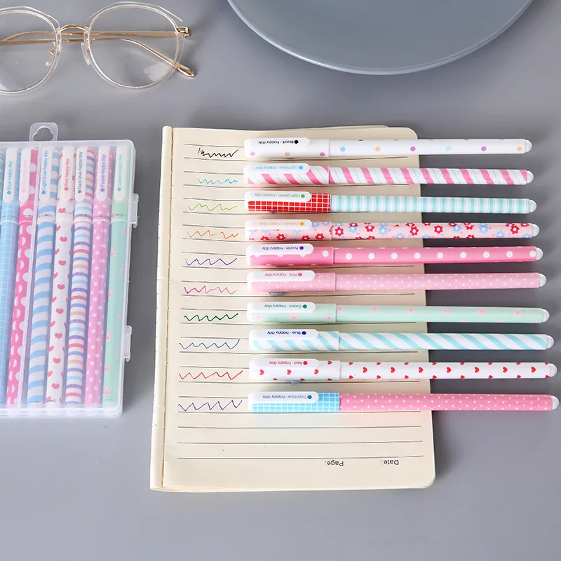 10 Pcs/Set 0.38mm Cute cartoon school student black gel pens set stationery supplies Kawaii School Stationery Supplies