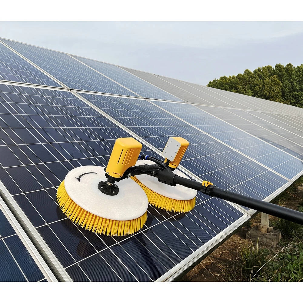 Double head brush solar panel cleaning tools equipment cleaner solar panel cleaning rotary brush