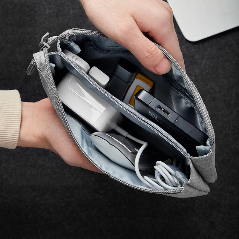 Travel Phone Data Cable Organizer Pouch Electronic Accessories Carry Case Portable Waterproof Three- Layers Storage Bag