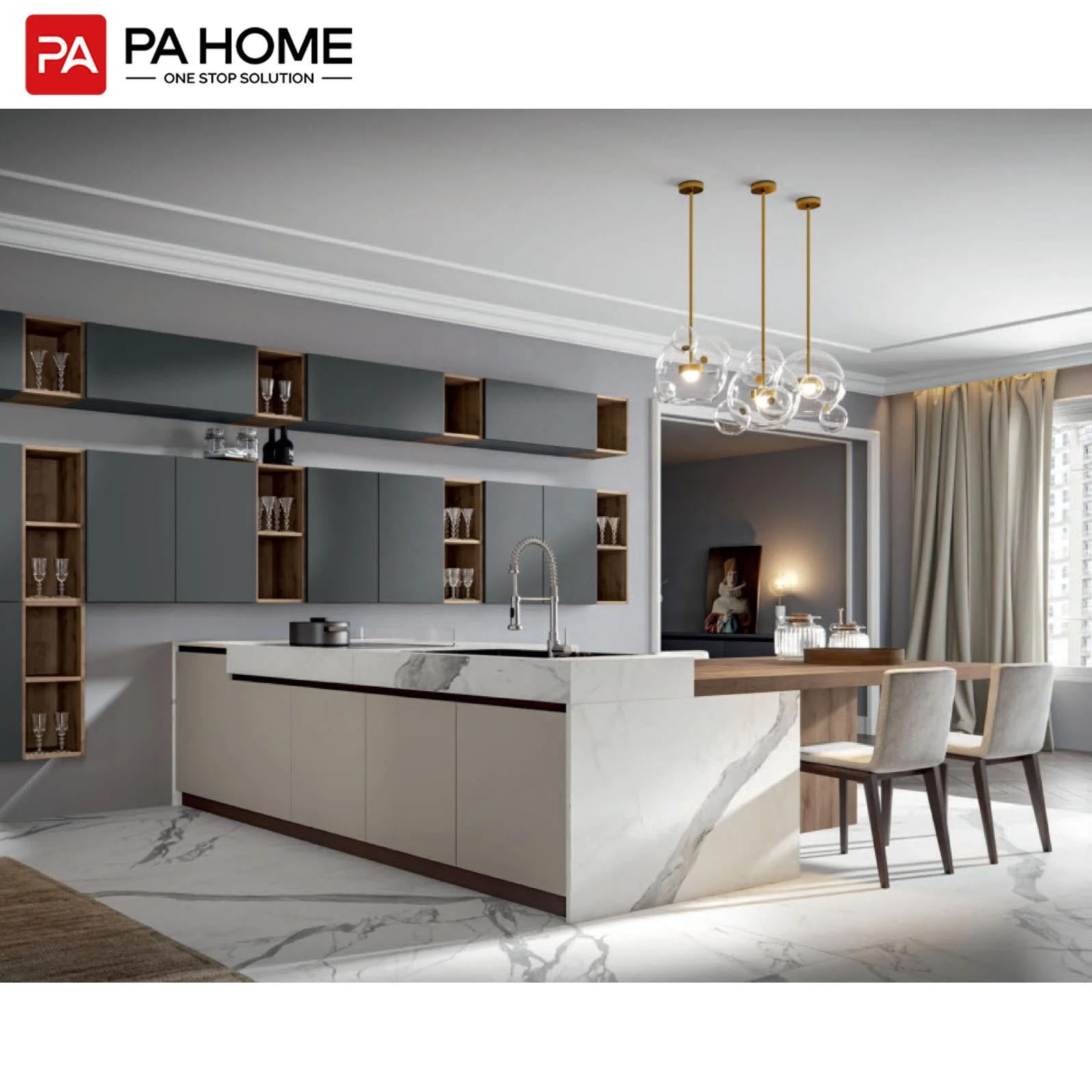 PINAI cupboard island furniture custom white gloss lacquer mdf kitchen cabinet