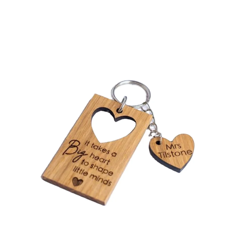 Hot Sale Keychain Customized Key Fob Hollow Pure Wood Keychain Cartoon Animals Keychain