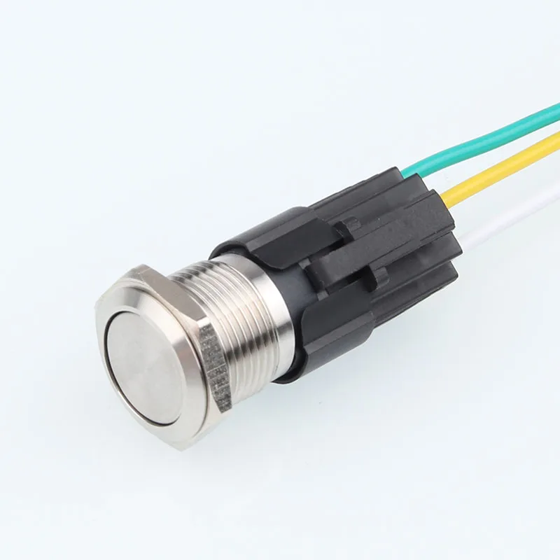 Waterproof metal key switch, no LED, stainless steel key surface, explosion-proof switch 16MM metal push button switch