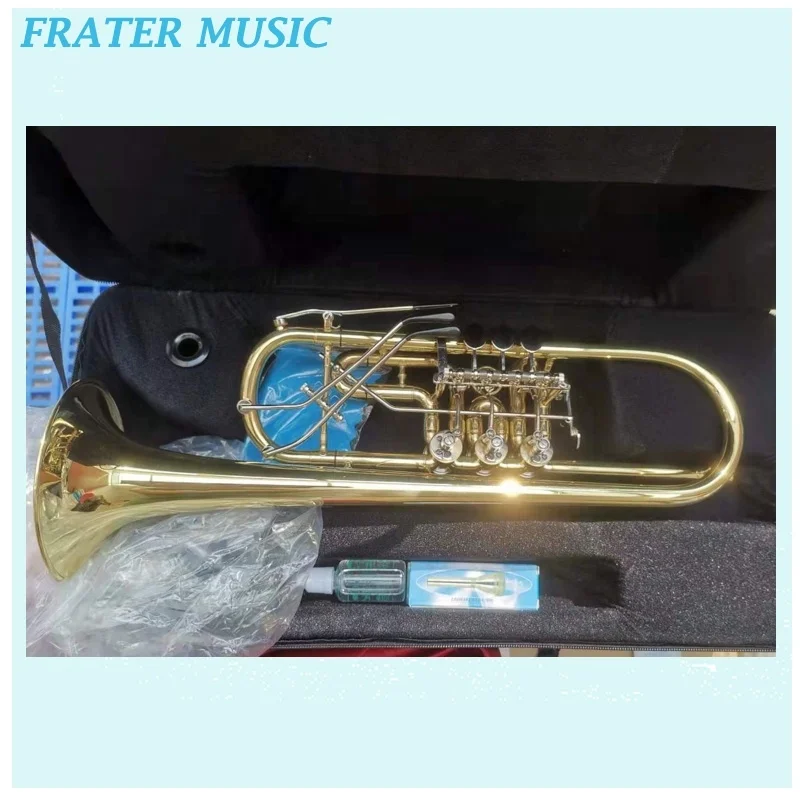 High grade Gold lacquer C Key Rotary Trumpet (ETR-100)