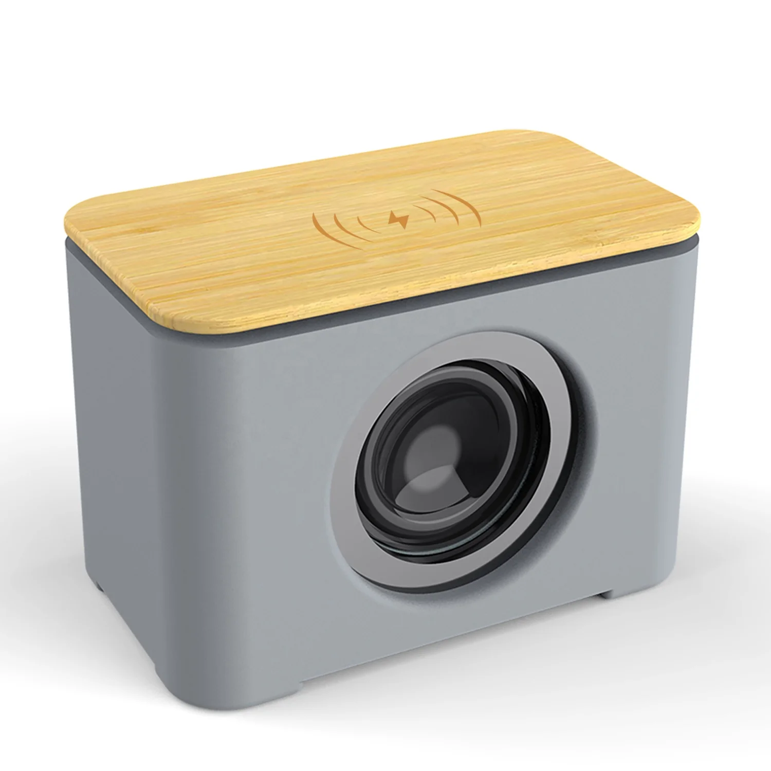 2021 New Materials Natural 2 In 1 Sustainable Eco-friendly Bt Wooden Wireless Bamboo Cement Charger And Speaker