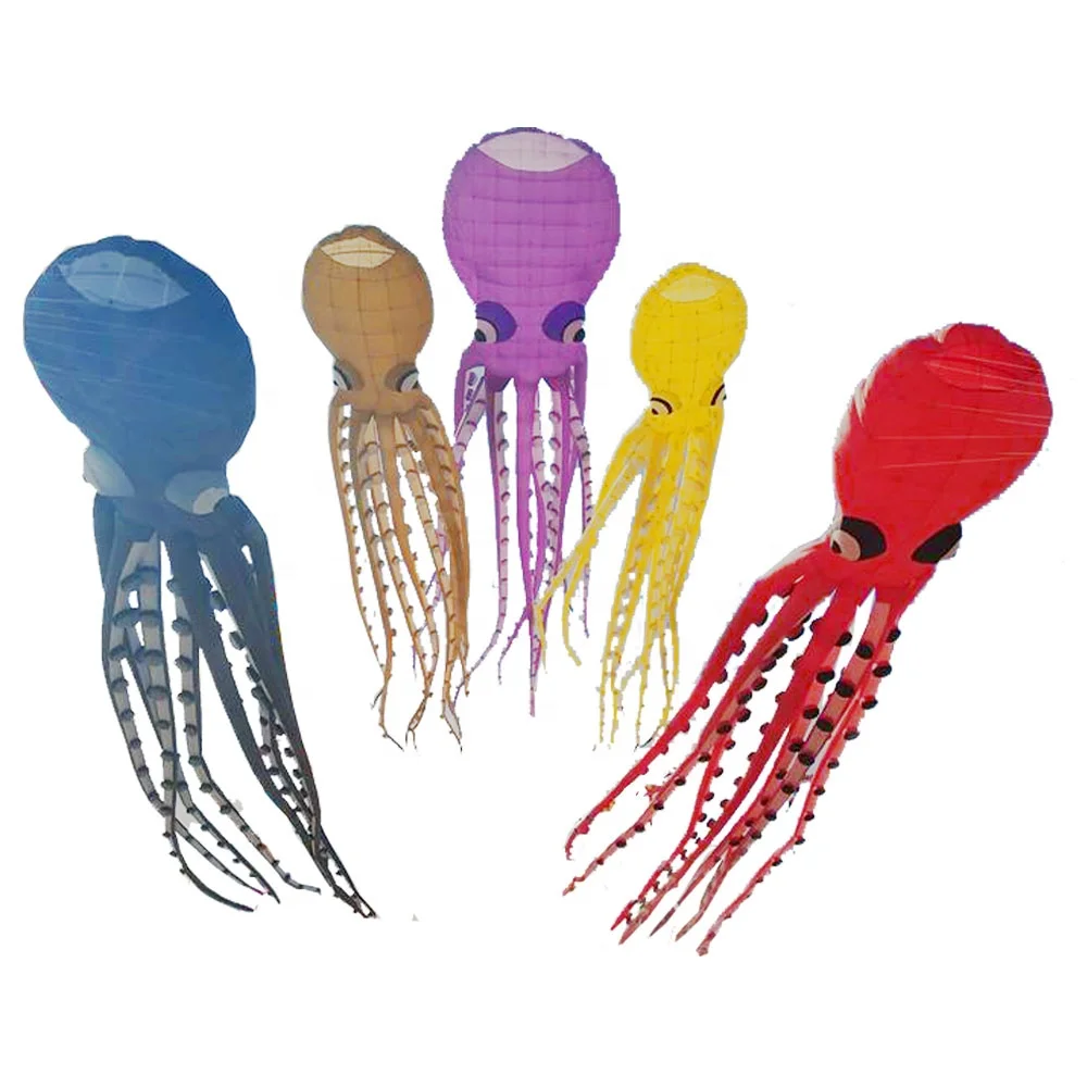 Hot sale Chinese Nylon flying 12m length 3D soft  inflatable  octopus  beach show kite for adults