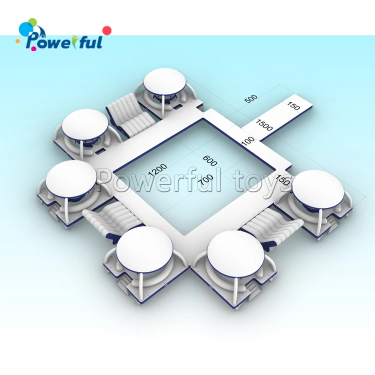 Summer relaxing inflatable dock platform with tent aqua island water park inflatable partybana combo