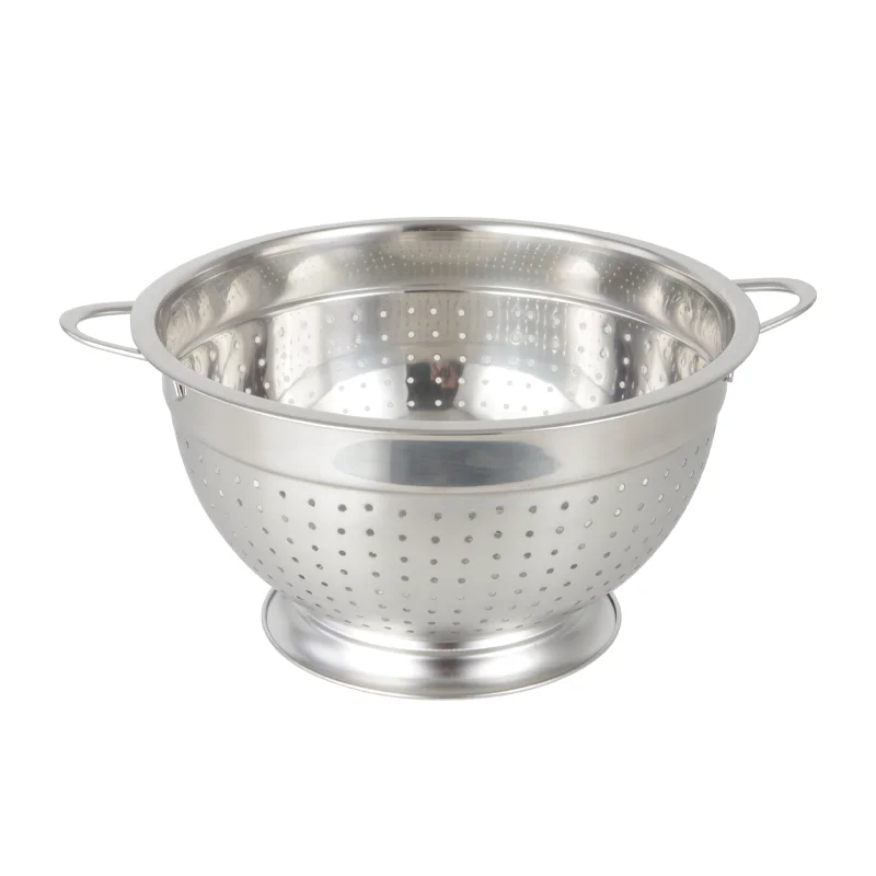 Wholesale Custom Multiple Specification Round Colanders & Strainers High Quality Kitchen Stainless Steel Fruit Vegetable Basket