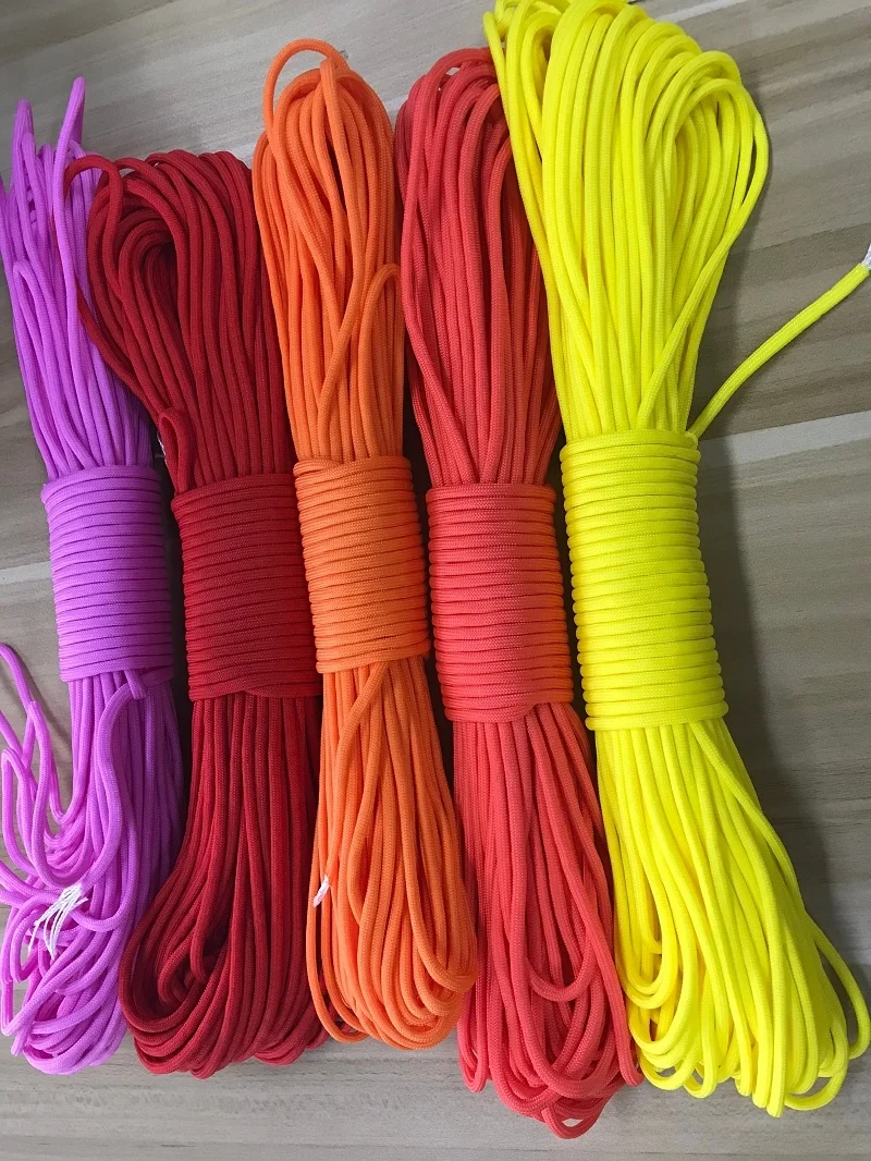 270 цветов прочный полиэстер нейлон парашютный шнур 100 футов 7 жил 4 мм Плетеный веревка для палатки 550 Паракорд веревка