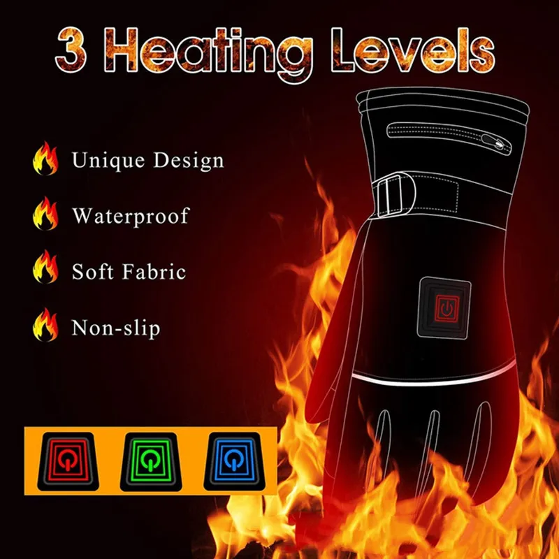 Electric Heating Gloves Outdoor for Skiing Hunting Cycling Racing Hiking Heated Mittins 7.4v 2200mah Battery Heated Mittins