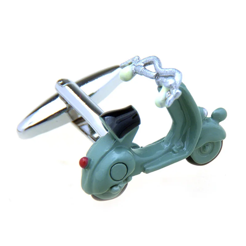 Wholesale Cool Designer Blue Green Mini Motorcycle Novelty Cufflinks Custom Mens Suit Shirt Accessory Tuxedo Jewelry Cufflinks