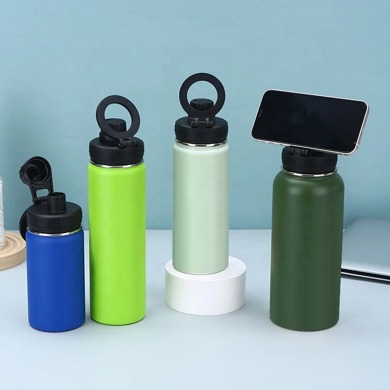 Multifunctional 350ML-1L Insulated Stainless Steel Thermos Magnet Water Bottle with Magnetic Phone Holder for iPhone