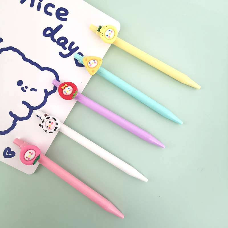 Creative cartoon animal ballpoint pen cute PVC soft glue Macaron signature pen student stationery