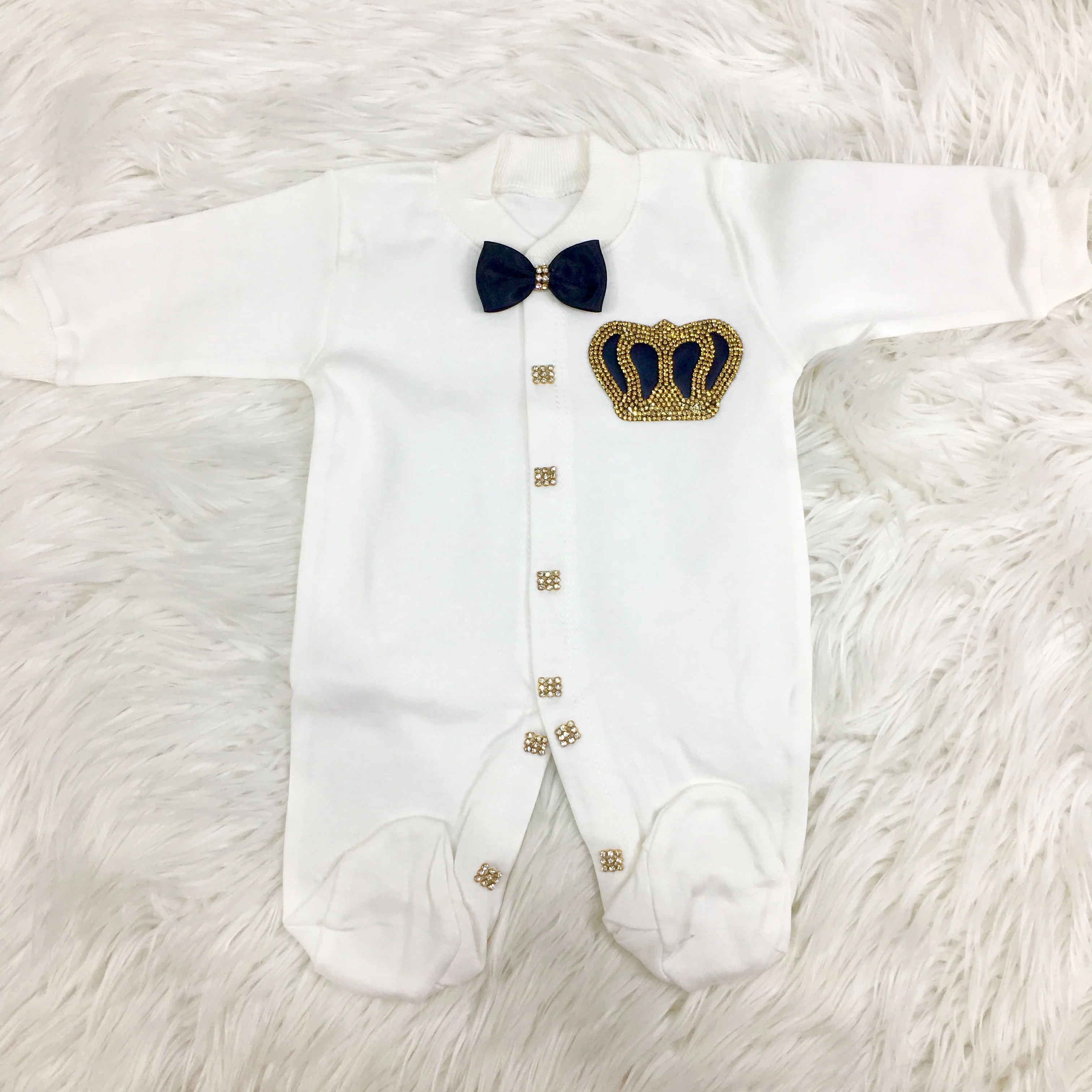 Wholesale Custom Clothes Newborn New Design High Quality Modern Luxury Clothes Kids 4 Pieces Baby Boy Luxe Romper Set