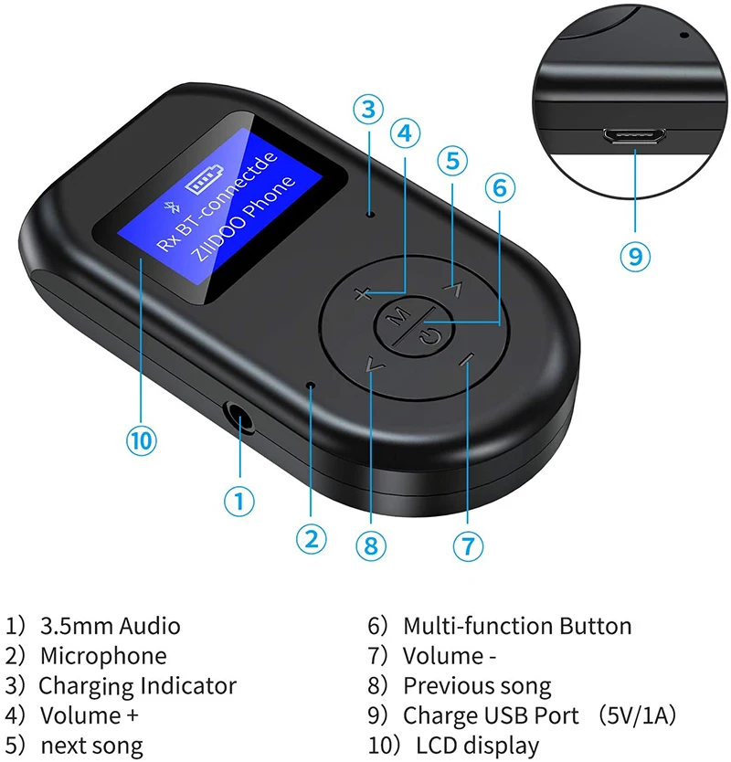  Bluetooth 5 0 приемник передатчик адаптер 3 мм разъем для автомобильной музыки аудио Aux A2dp ресивер наушников