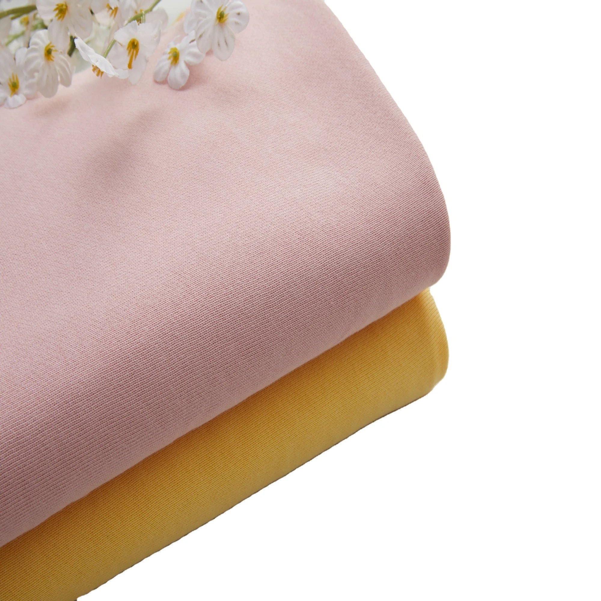 32 Yarns And 320Gsm  Knitted Polycotton French Terry Plain Warm Clothing And Pants Fabric