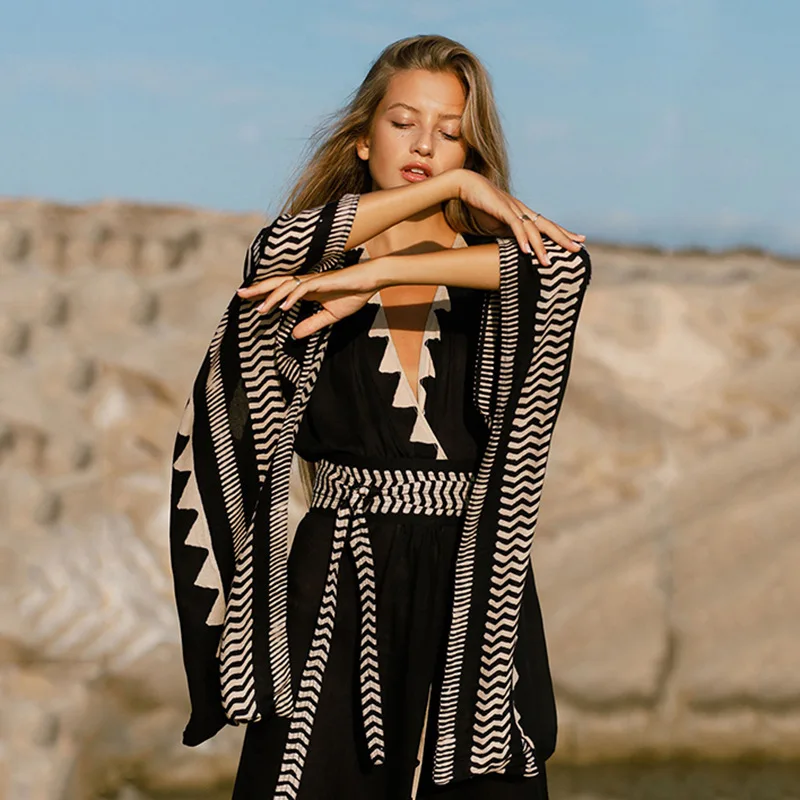 Factory Direct 2022 Fashion Summer Women Long Dress Kaftan Sunscreen Swimsuit Beach Wear Cover Up Dresses