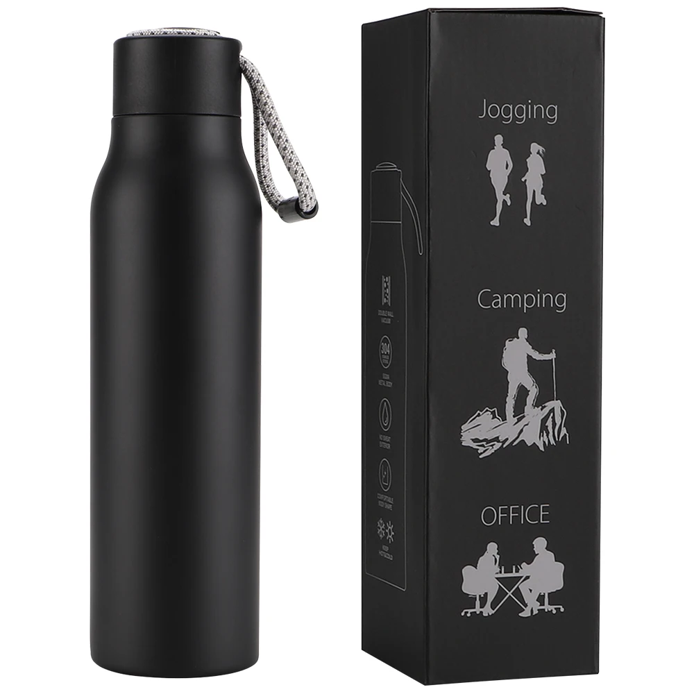 600ml/20oz Insulated Thermos Stainless Steel Metal Vacuum Flask, Easy to Carry Out Gym Fitness Double Walled Water Bottles