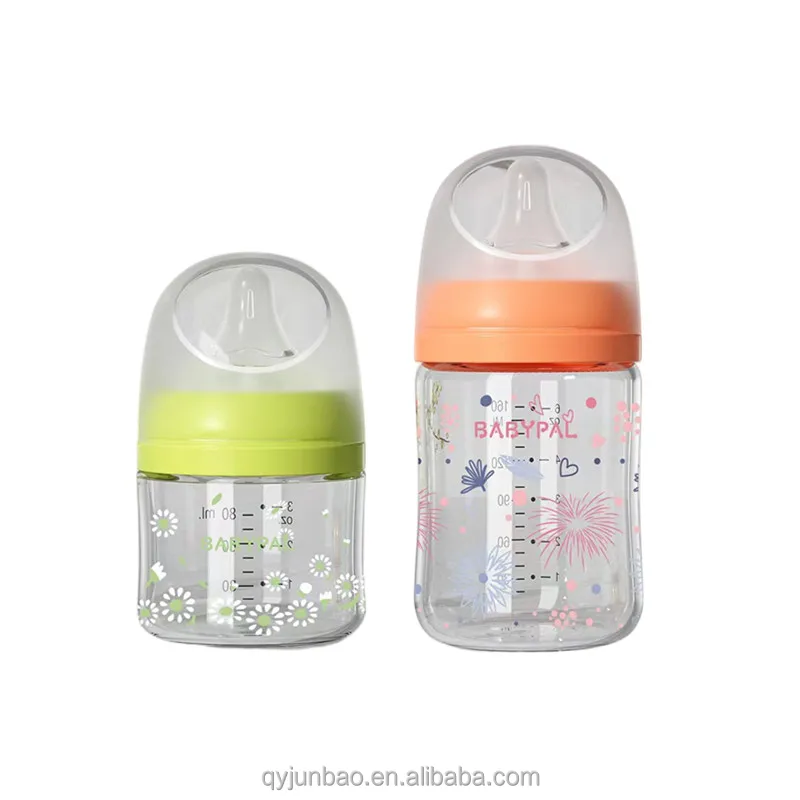 Amazon hot selling baby products anti colic newborns milk feeding bottle biberon BPA Free high borosilicate glass baby bottle
