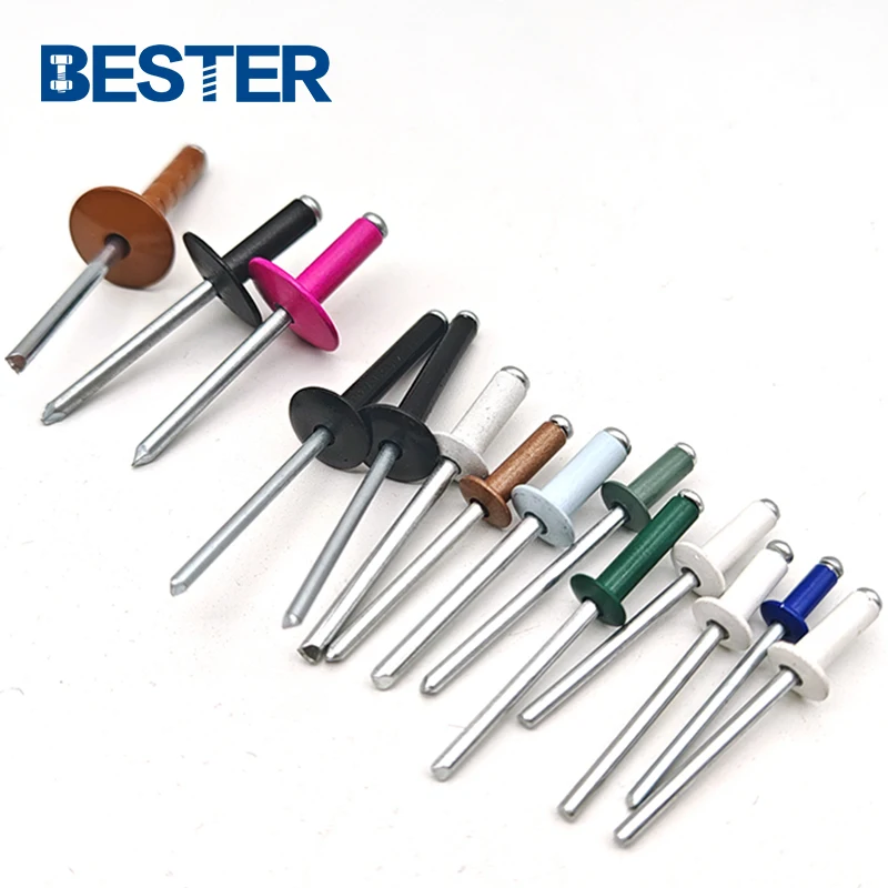 China manufacturer blind rivet pop rivet DIN7337 open ended dome head color painted aluminum blind rivet with good price