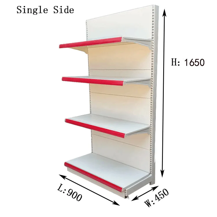  Supermarket Gondola Shelves For Display Heavy Duty Milk White Color Single Sided