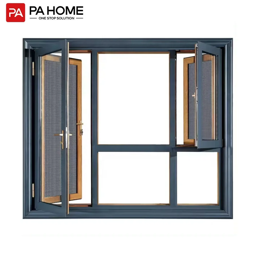 PA aluminum wood glass windows for home energy efficient casement window