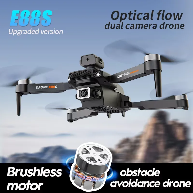 E88S Mini GPS Drone with SD Card Support Adjustable Camera Angle Multi-Point Route Planning for Beginners