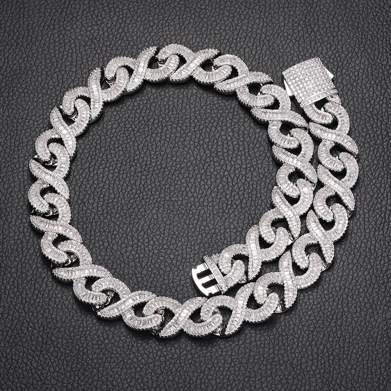 Hip Hop Rapper Star Mens 16mm Wide Infinite Cuban Chain Necklace Iced Out Fully 5A CZ Cuban Diamond Link Chain