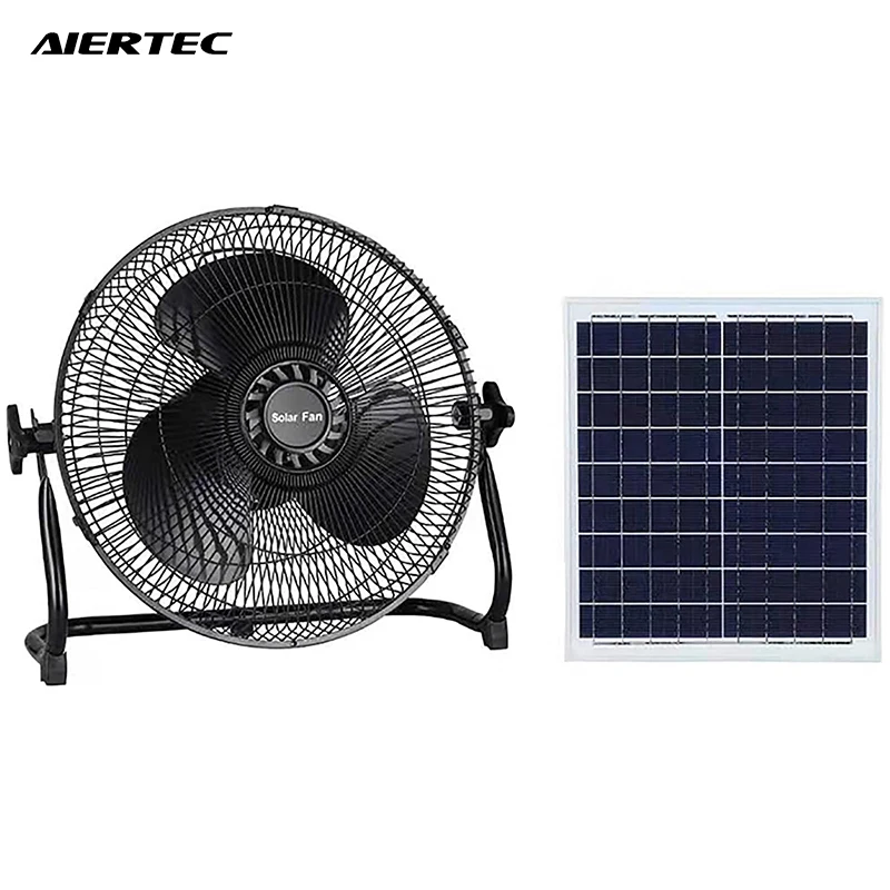 Rechargeable Black 3 Gears 15w Solar Power Table Pedestal Fan With Solar Polysilicon Panel Usb Light Battery Remote Control