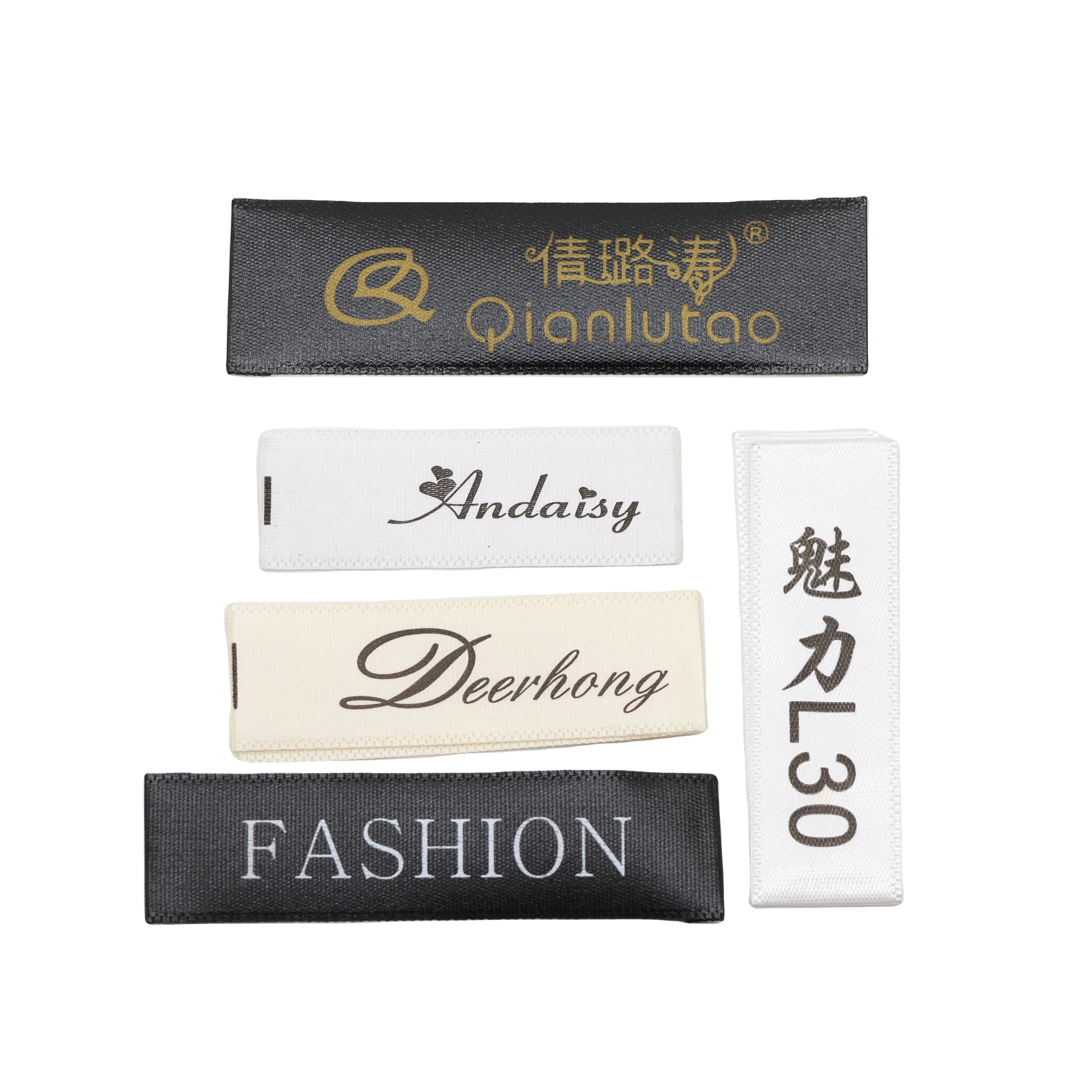 Woven White Garment Labels Clothing Manufacturer Fabric Tags Iron On Neck Cotton Custom Made Logo Label for Clothes