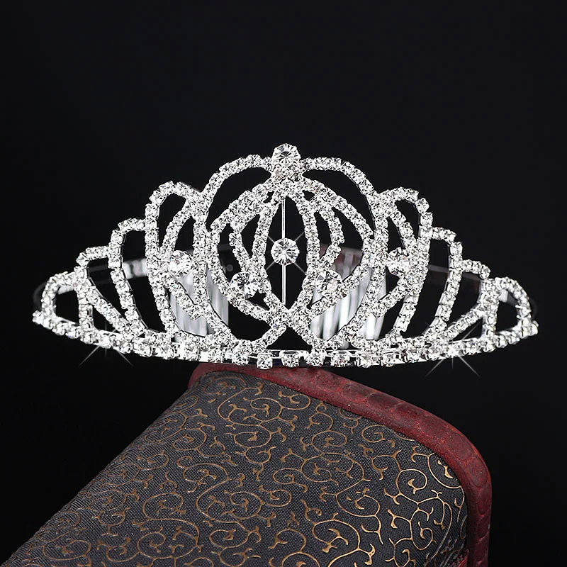 Wholesale Korean version of rhinestone hair band children princess crown birthday cake decoration gold crown tiara with comb