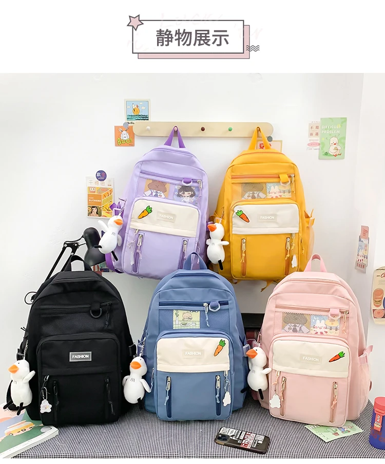 2022 new style factory hot sale canvas student school bag junior high school student school bag child girl backpack