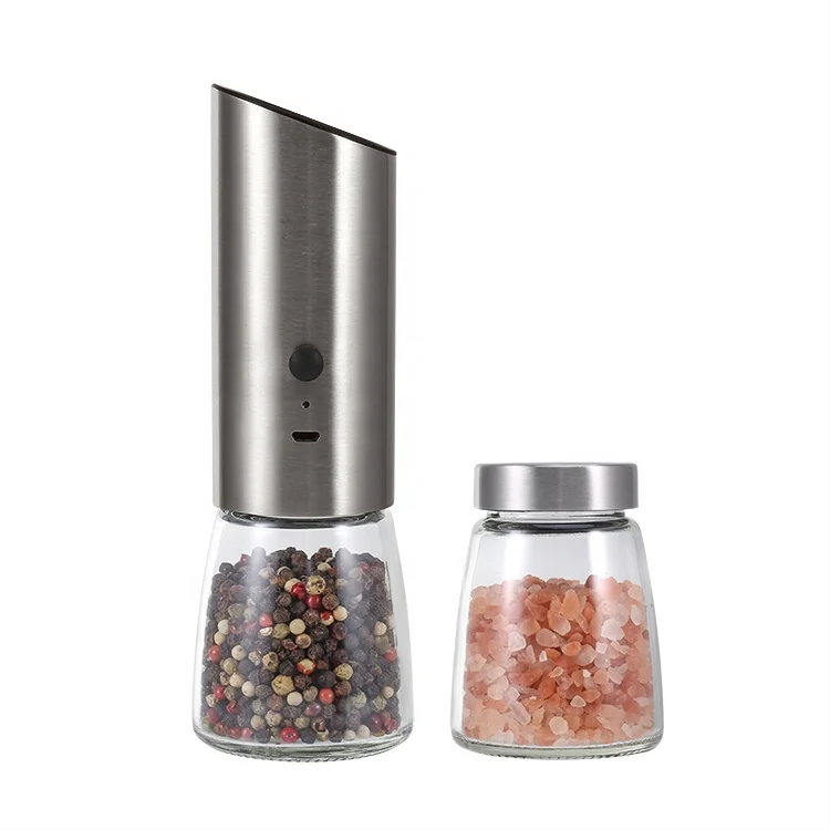 2021 New Arrivals Amazon Top Seller USB Rechargeable 304 S/S Gravity Electric Indian Salt and Pepper Grinder Mill for Cooking (1600147015469)
