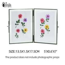 black Gold Metal Floating Wedding Double Sided Glass Picture Photo Frames Stand Tabletop Home Decorative Metal Photo Frame