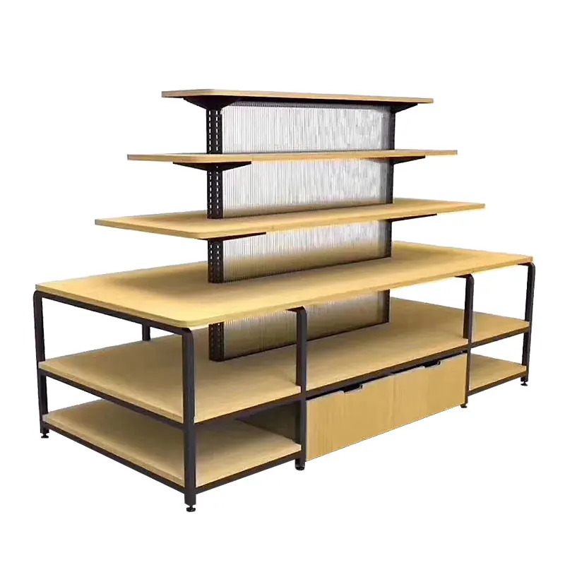 750kg Stainless Steel Display Rack Cheap Store Shelving Wood Shelves for Shops
