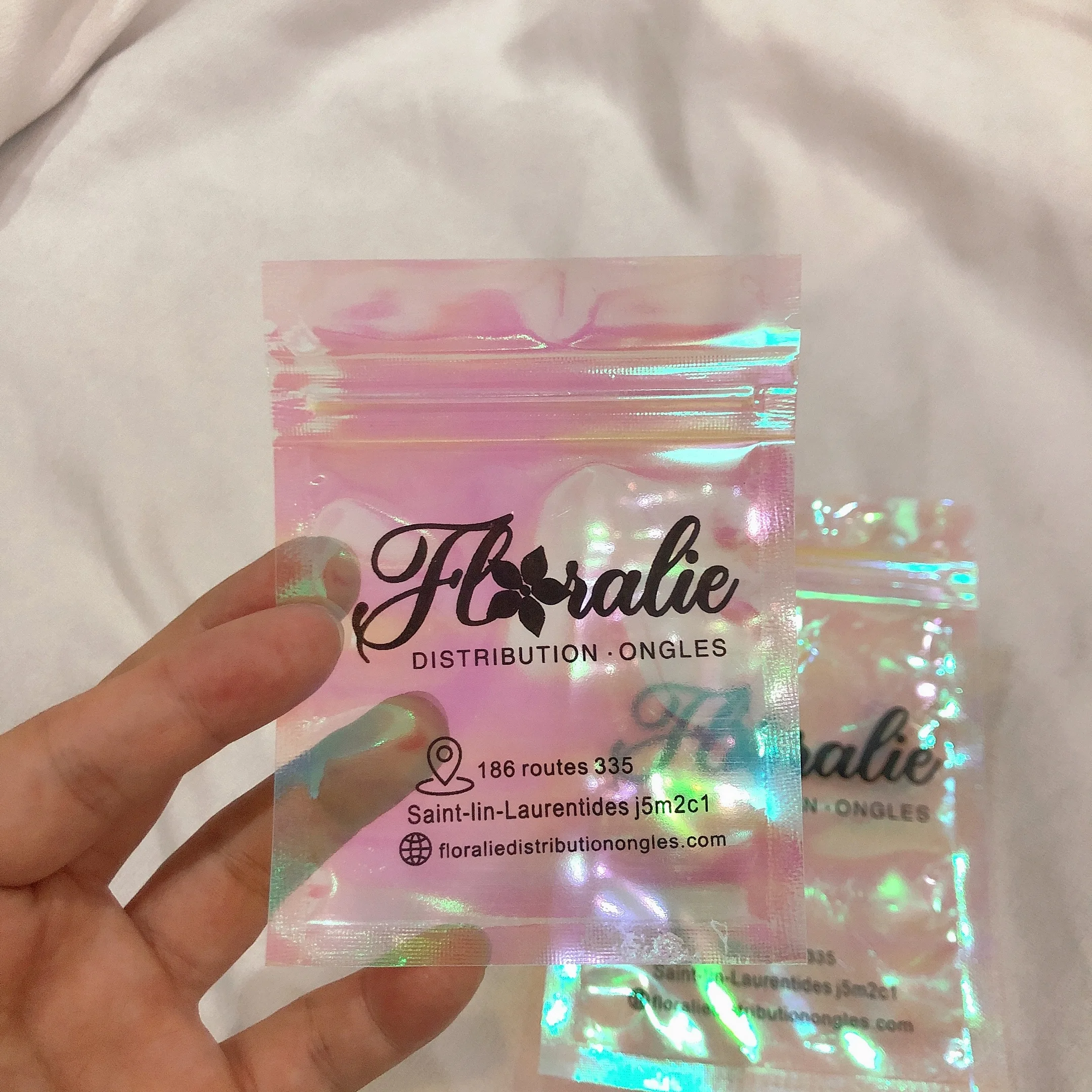 100pcs Custom Logo Resealable Packaging holographic ziplock bag With Zipper