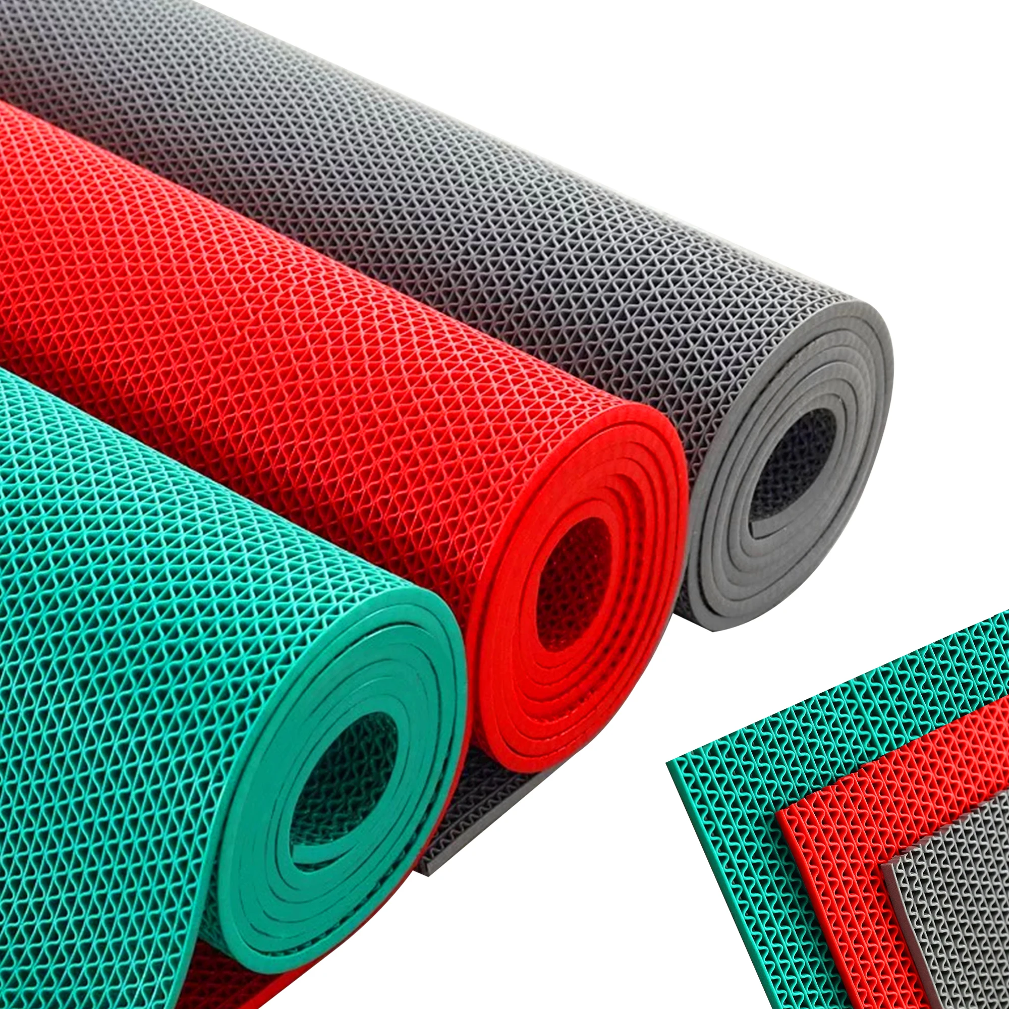 Modular interlocking mat floor tile anti-slip strip drain hole suitable for pool runway shower room sauna terrace s mat