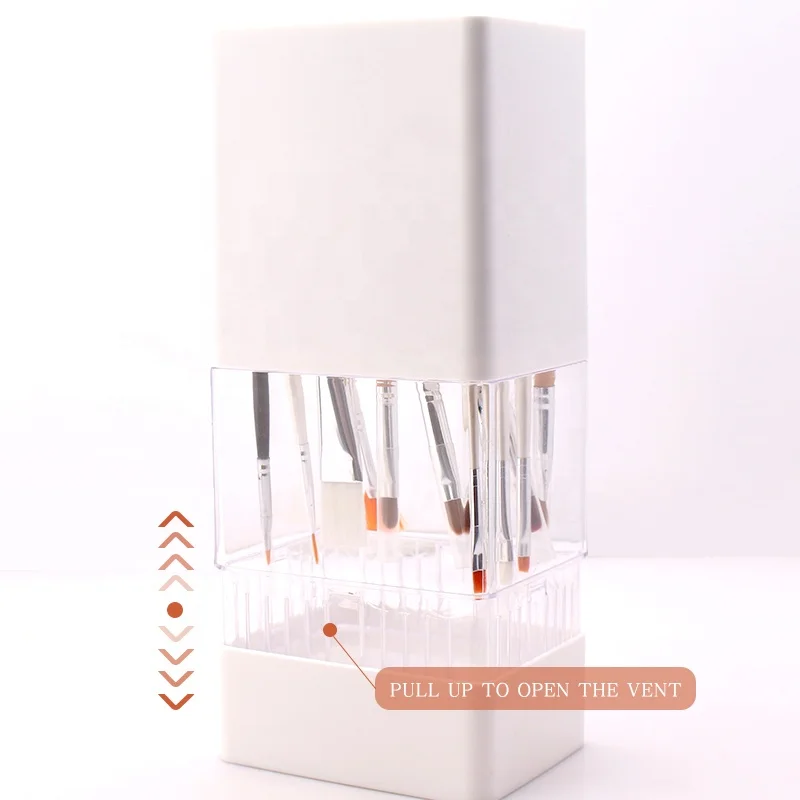 Lidan Makeup Brush Mini Storage Box Dustproof Beauty Cosmetic Tools Organizer White Storage Box Grid Plastic 12 OPP Bag ABS