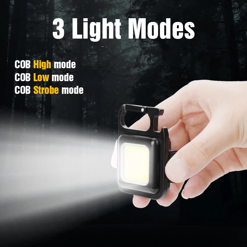 Outdoor Backpack Emergency Key Chain Light Mini COB LED Key Holder Rechargeable Working Torch Magnetic Pocket Flashlight Pendant
