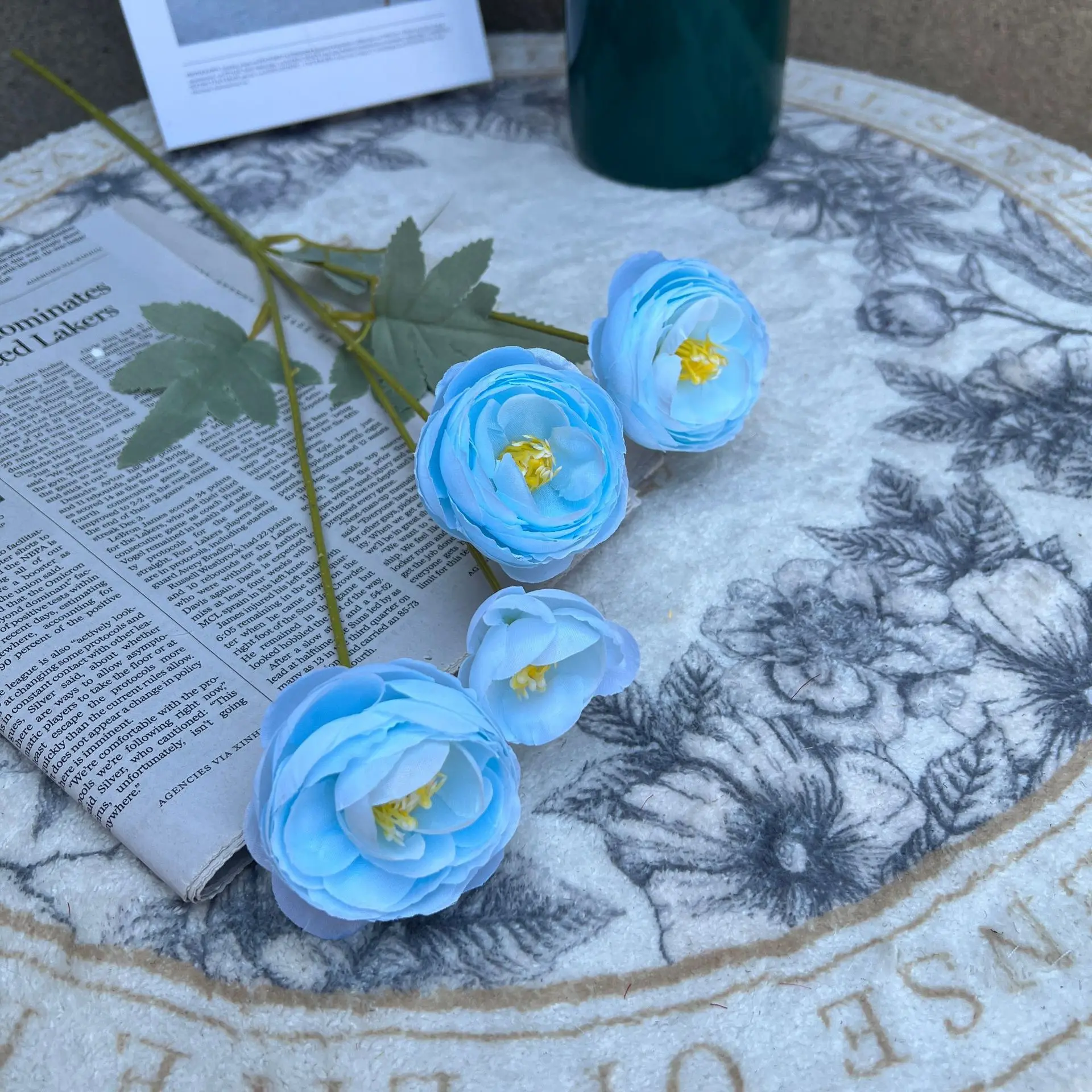 4 head tea rose Lulian simulation flower silk flower wedding decoration flower table floral decoration factory wholesale