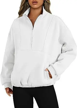 Factory Manufacturer Custom Half Zip Pullover Jumper Jogging Top Plus Size Blank Plain Pullover Tracksuit Womens
