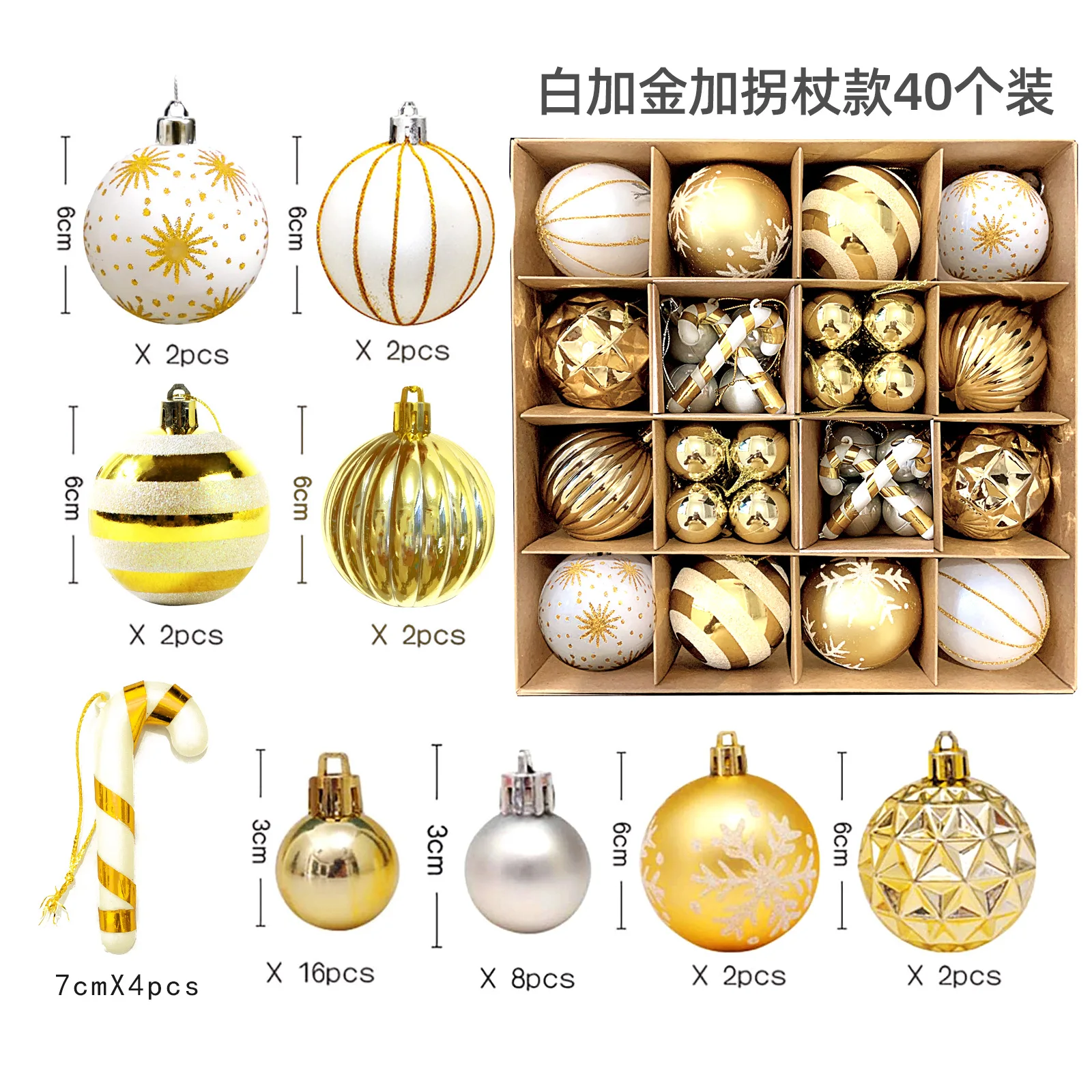 6cm Multicolor Luxury Baubles Set Gift Box Hand-painted Red Christmas Tree Ornaments Christmas Ball