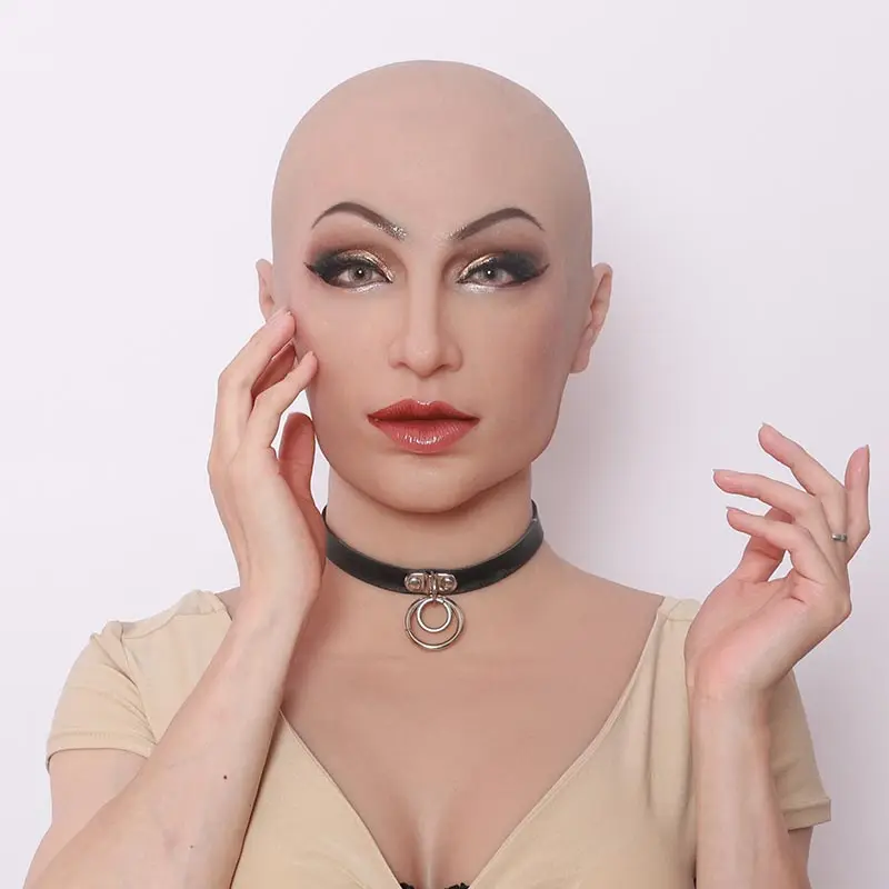 Drop Shipping Silicone artificial long neck Headgear for crossdresser transgender shemale Female Mask