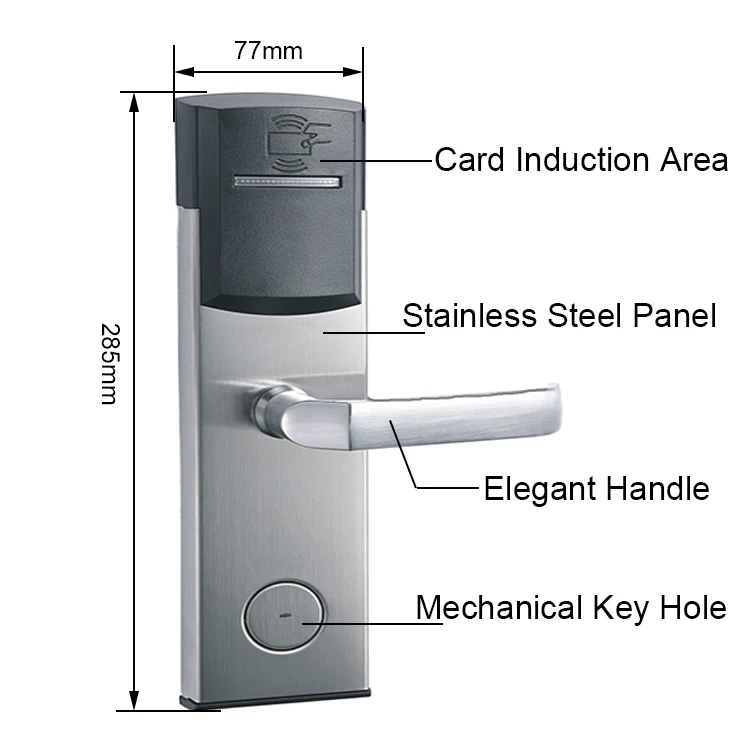 2022 In Stock RFID Key Card Electronic Door Handle Lock Hotel Door Lock with Management Software System