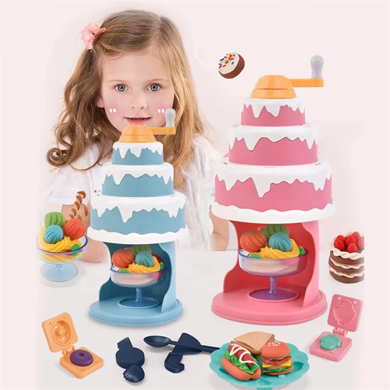 Christmas Gifts for Kids kids educational cake color mud ice cream making machine play dough toy simulation dessert DIY clay kit