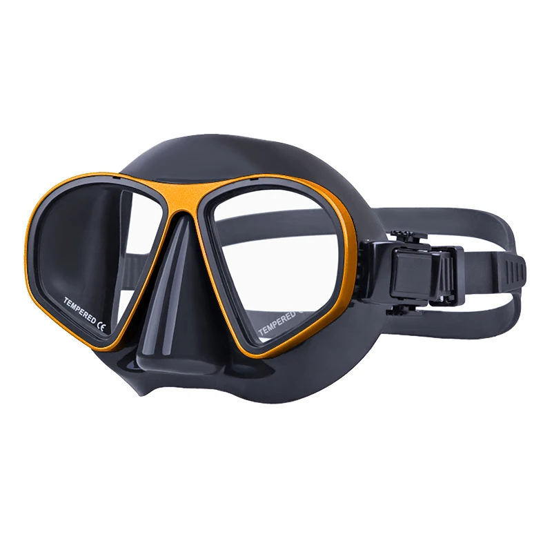 Aloma High Quality Diving Goggles Aluminium Alloy and Silicone Tempered Glass Lens Low Volume Freediving Mask